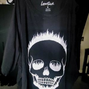 Torrid LOVE SICK slice sleeve shirt with skull